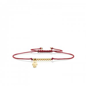 Little Loves Gold & Diamond Tiny Hamsa Cord Bracelet