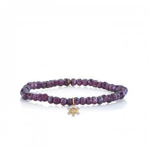 Little Loves Gold & Diamond Flower on Rhodolite Garnet