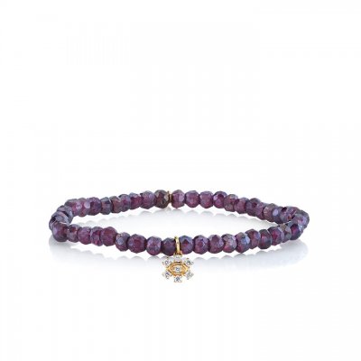 Little Loves Gold & Diamond Flower on Rhodolite Garnet