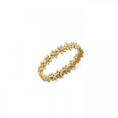 Gold & Diamond Tiny Daisy Eternity Ring