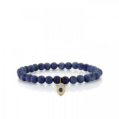 Men's Collection Gold & Diamond Sapphire Crest on Sodalite