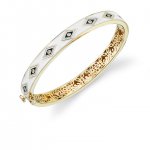 Gold & Diamond Multi Groovy Eye Enamel Hinged Bangle