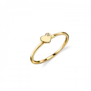 Gold Plated Sterling Silver Heart Ring With Bezel Set Diamond