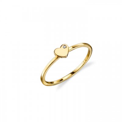 Gold Plated Sterling Silver Heart Ring With Bezel Set Diamond