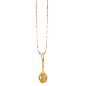 Little Loves Gold & Diamond Tennis Racquet Necklace