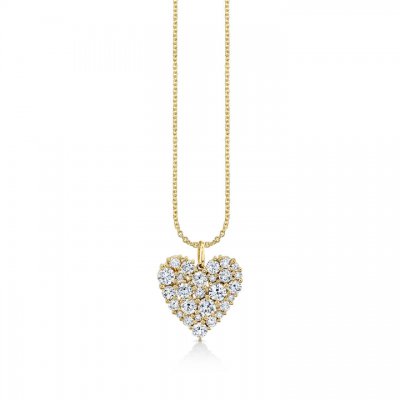 Gold & Diamond Large Cocktail Heart Charm