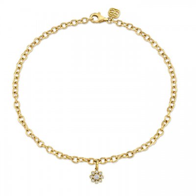 Gold & Bezel Diamond Flower Anklet