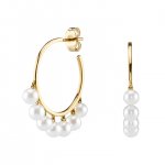 Gold & Pearl Medium Hoops