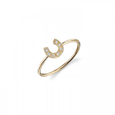 Gold & Pave Diamond Horseshoe Ring