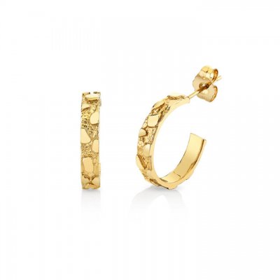 Gold Medium Nugget Hoops