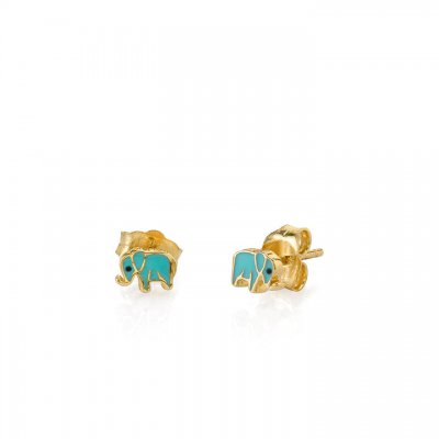 Little Loves Gold & Enamel Mini Elephant Stud