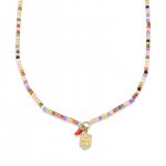 Gold & Diamond Love Crest & Horn Rainbow Zircon Necklace