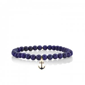 Gold & Enamel Anchor On Lapis