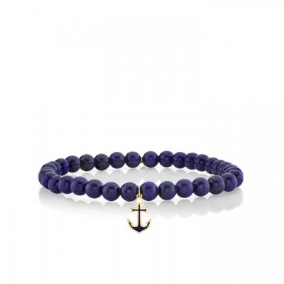 Gold & Enamel Anchor On Lapis