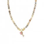 Gold & Diamond Love & Heart African Opal Necklace