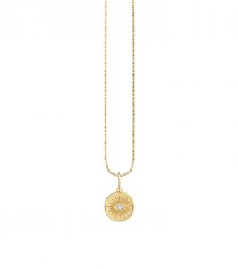 Little Loves Gold & Diamond Small Marquise Eye Coin Necklace