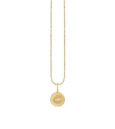 Little Loves Gold & Diamond Small Marquise Eye Coin Necklace