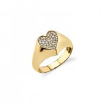 Gold & Diamond Heart Signet Ring