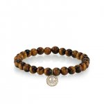 Men's Collection Gold & Diamond Happy Face on Tiger's Eye