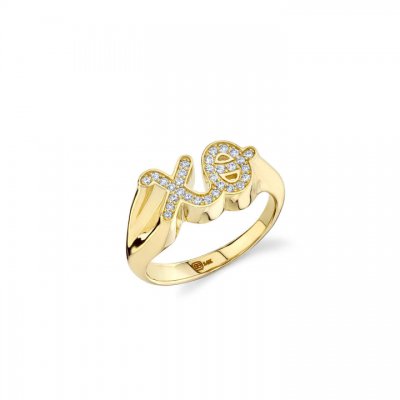 Gold & Diamond XO Signet Ring