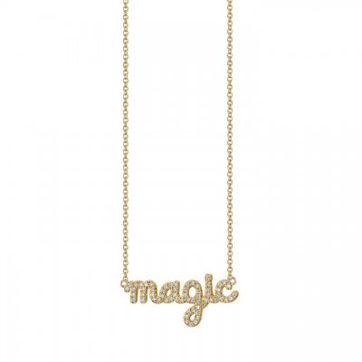 Gold & Diamond Magic Script Necklace