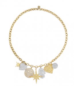 Gold Nugget & Diamond Multi-Charm Necklace