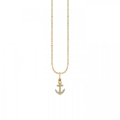 Little Loves Gold & Diamond Tiny Anchor Necklace