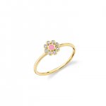 Gold & Bezel Diamond Enamel Flower Ring