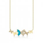 Gold & Diamond Butterfly Cluster Necklace