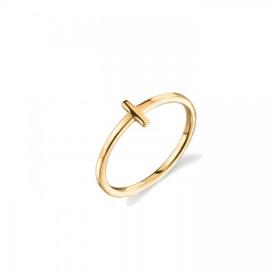 14k Gold Bent Cross Ring