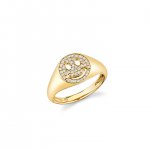 Gold & Diamond Small Happy Face Signet Ring