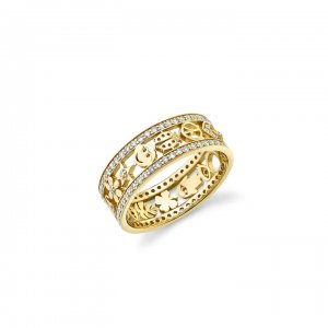 Gold & Diamond Open Icon Ring Band