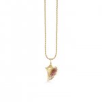 Gold & Gemstone Large Conch Shell Charm