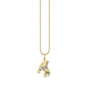 Gold & Diamond Retro Roller Skate Charm