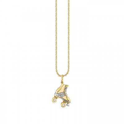 Gold & Diamond Retro Roller Skate Charm