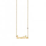 Gold Plated Sterling Silver Breathe Necklace with Bezel Set Diamond