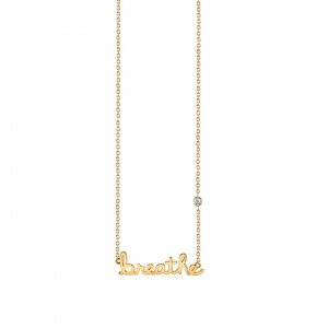 Gold Plated Sterling Silver Breathe Necklace with Bezel Set Diamond