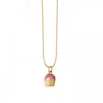 Gold & Pink Sapphire Large Cupcake Charm