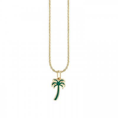 Little Loves Gold & Enamel Palm Tree Necklace