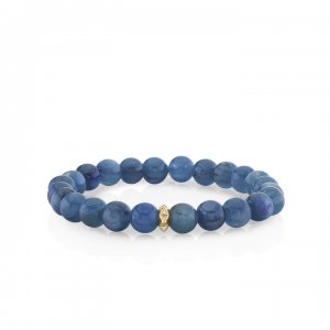 Men's Collection Gold & Diamond Pyramid Rondelle on Kyanite