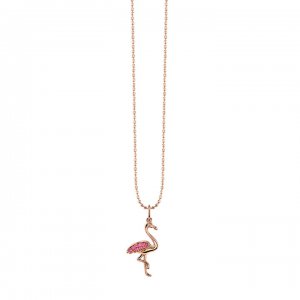 Gold & Pink Sapphire Flamingo Charm