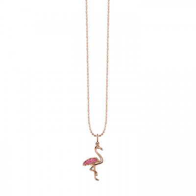 Gold & Pink Sapphire Flamingo Charm