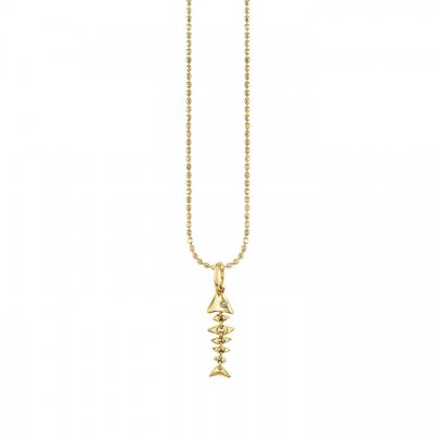 Gold & Diamond Small Fishbone Charm