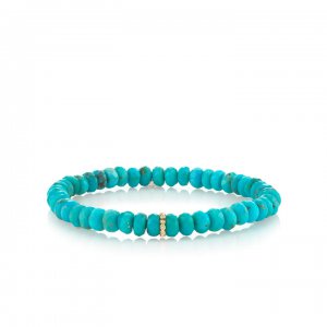 Gold & Diamond Rondelle on Turquoise