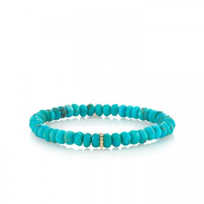 Gold & Diamond Rondelle on Turquoise