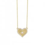 Gold & Diamond Large Heart Marquise Eye Necklace