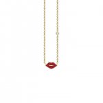 Gold & Enamel Mini Lips Necklace