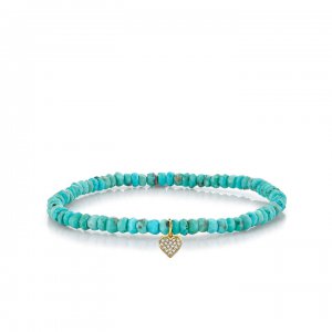 Little Loves Gold & Diamond Baby Heart on Turquoise