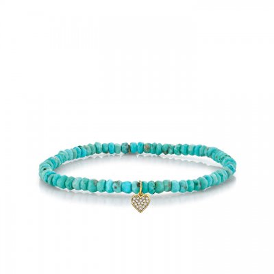 Little Loves Gold & Diamond Baby Heart on Turquoise