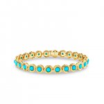 Gold & Turquoise Large Fluted Tennis Bracelet